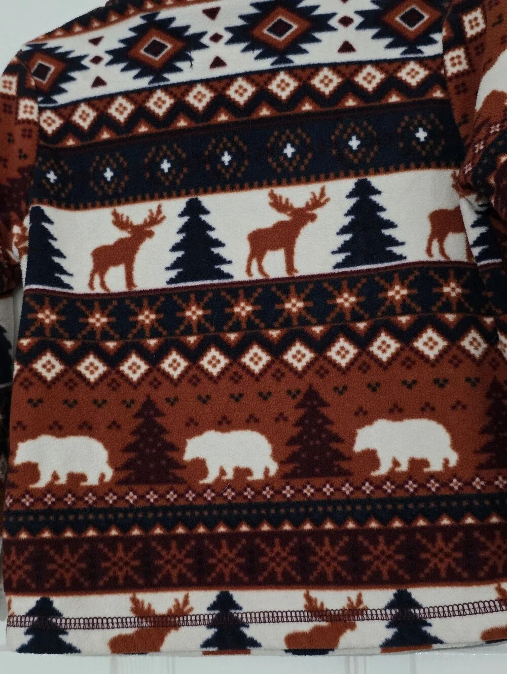 The Children's Place Fleece Pullover Boys Brown Fair Isle Polar Bear SIZE 4T